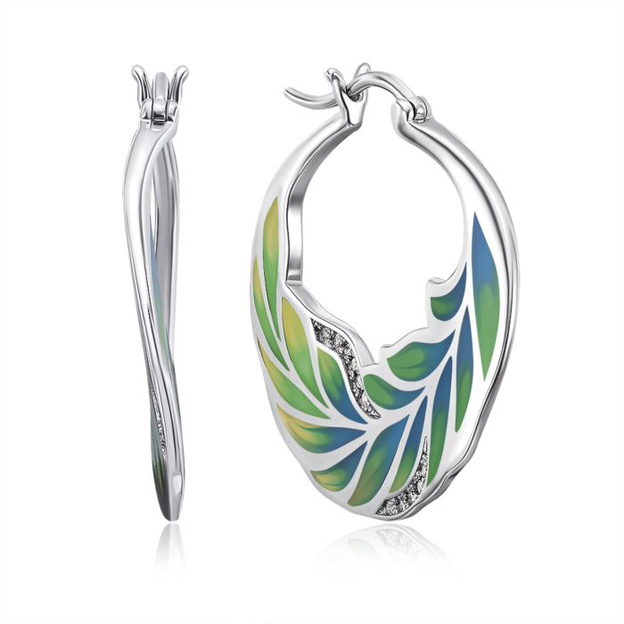 Серебряные серьги с эмалью и фианитами. Артикул 12032EA2-E/12/3493