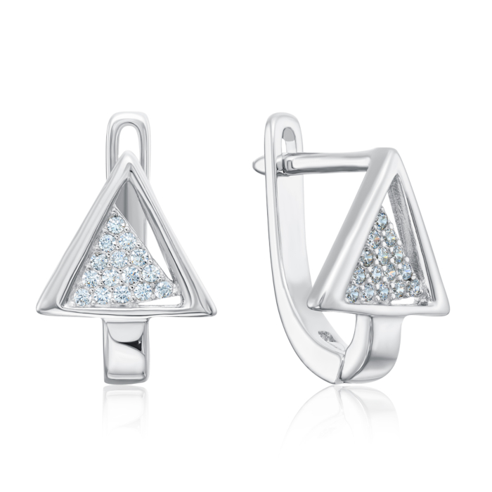 Срібні сережки з фіанітами. Артикул 1EA81132-E/12/1