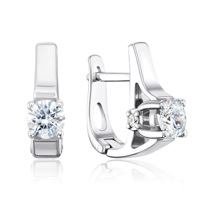 Срібні сережки з фіанітами. Артикул 40013/12/1/113