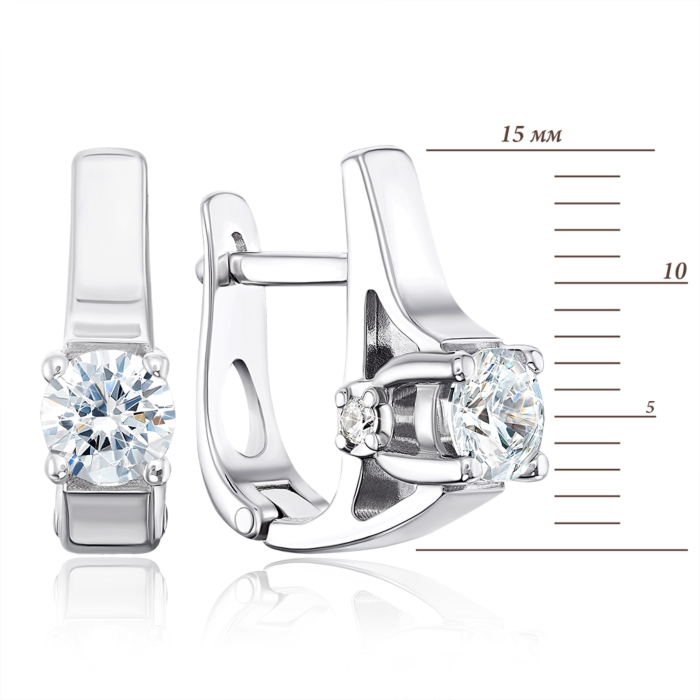 Срібні сережки з фіанітами. Артикул 40013/12/1/113