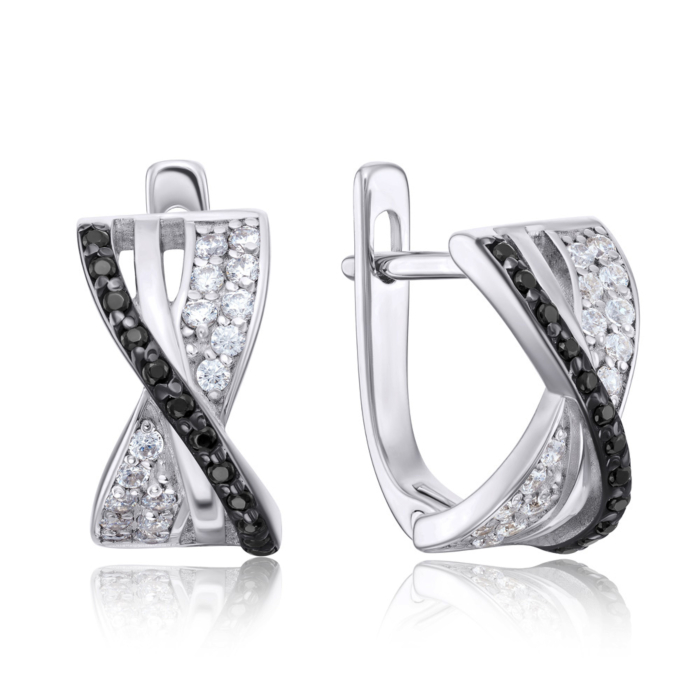 Серебряные серьги с фианитами. Артикул 40069/12/1/266