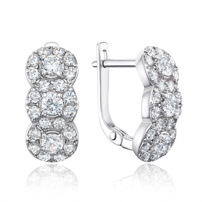 Срібні сережки з фіанітами. Артикул 40283/12/1/451