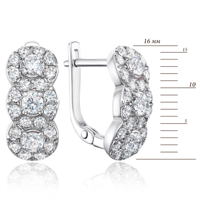 Срібні сережки з фіанітами. Артикул 40283/12/1/451