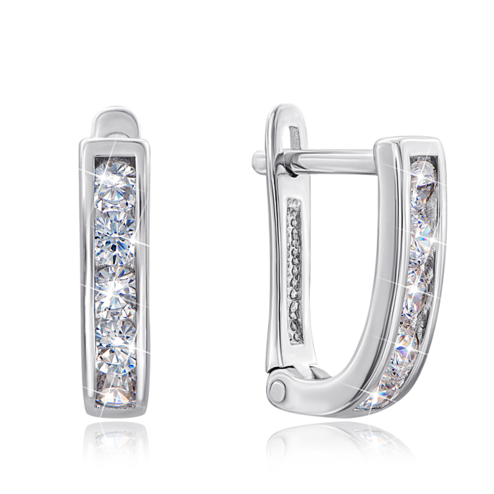 Срібні сережки з фіанітами. Артикул 40515/12/1/64