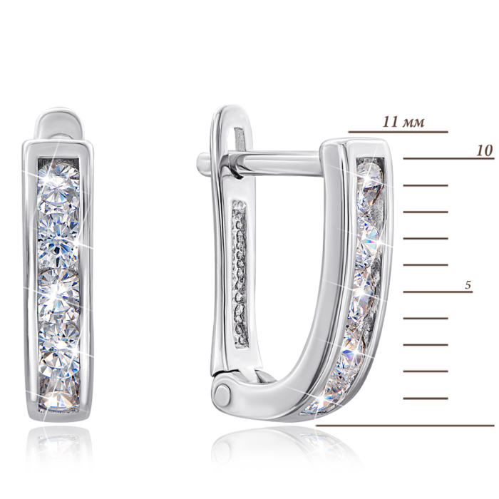 Срібні сережки з фіанітами. Артикул 40515/12/1/64