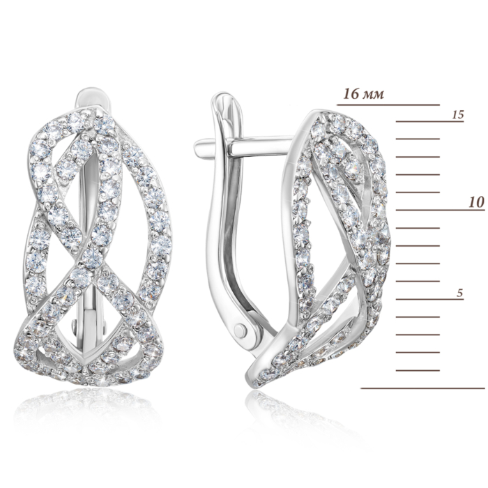 Срібні сережки з фіанітами. Артикул 40535/12/1/13