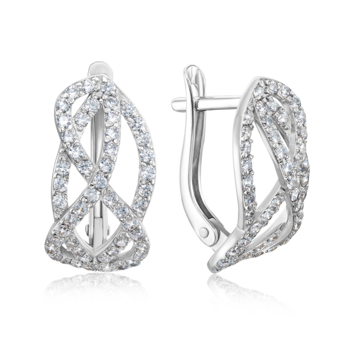 Срібні сережки з фіанітами. Артикул 40535/12/1/13