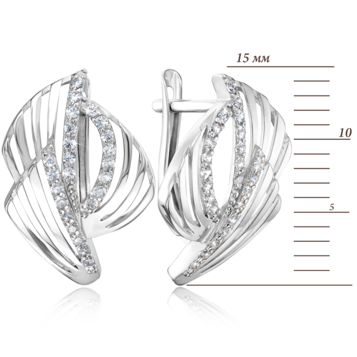 Срібні сережки з фіанітами. Артикул 40536/12/1/13