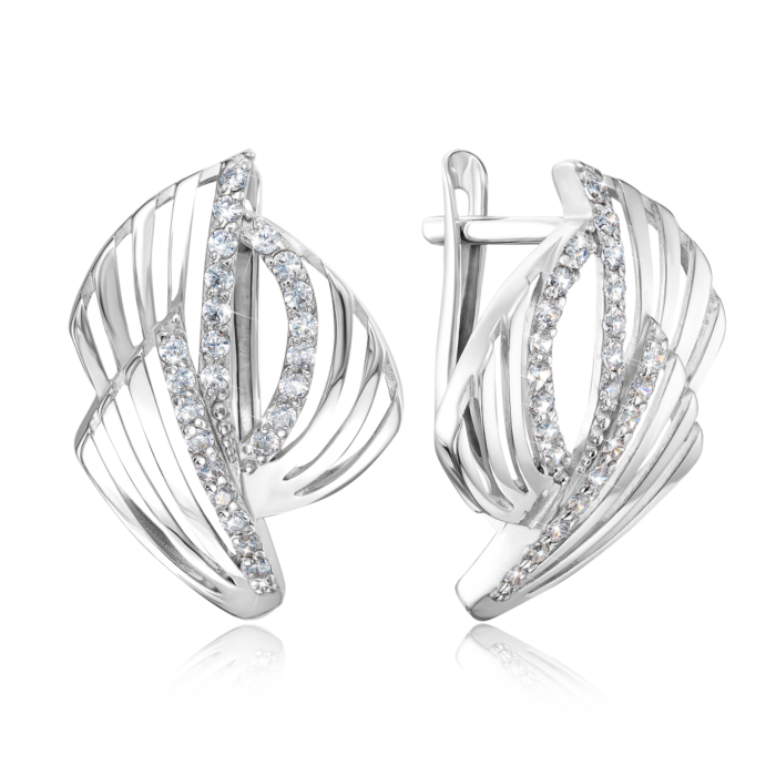 Срібні сережки з фіанітами. Артикул 40536/12/1/13
