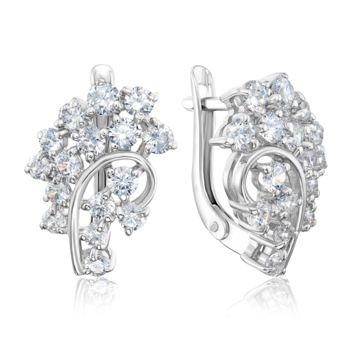 Срібні сережки з фіанітами. Артикул 40546/12/1/2908