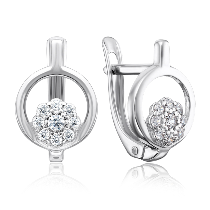 Срібні сережки з фіанітами. Артикул 40568/12/1/62