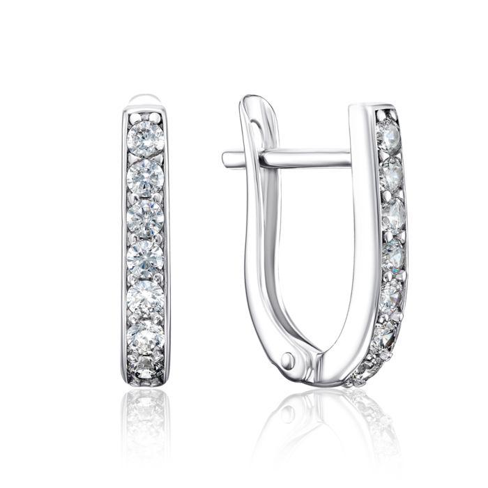 Серебряные серьги с фианитами. Артикул 40570/12/1/17