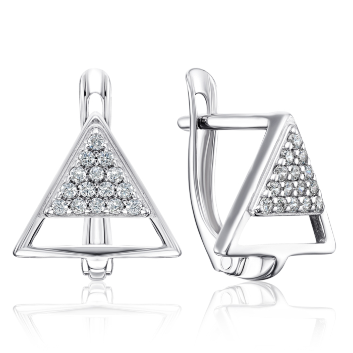 Серебряные серьги с фианитами. Артикул 40572/12/1/1