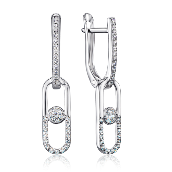 Серебряные серьги с фианитами. Артикул 40573/12/1/2145