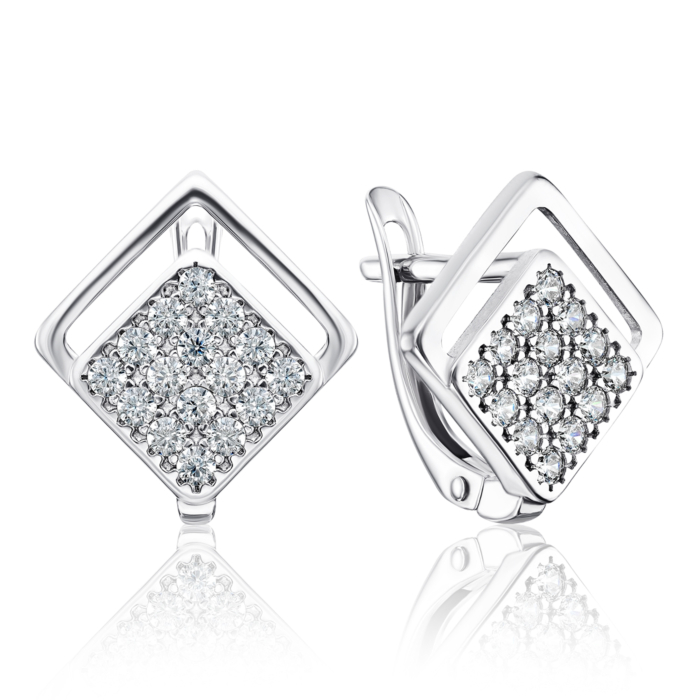 Срібні сережки з фіанітами. Артикул 40574/12/1/3