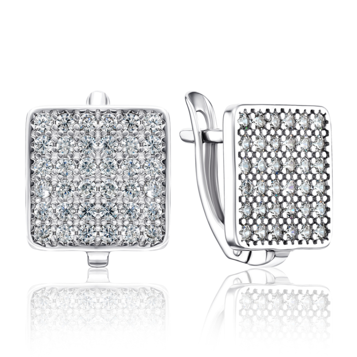 Серебряные серьги с фианитами. Артикул 40575/12/1/3