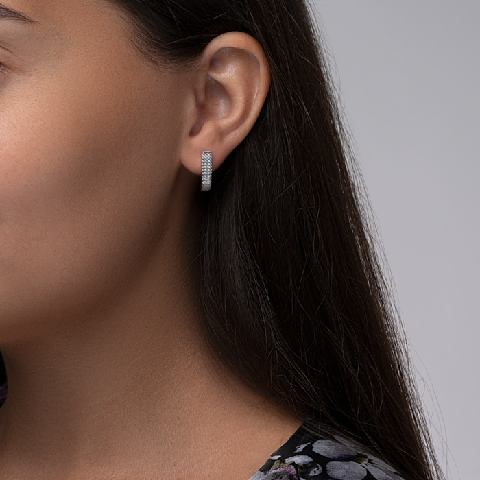 Серебряные серьги с фианитами. Артикул 40576/12/1/1