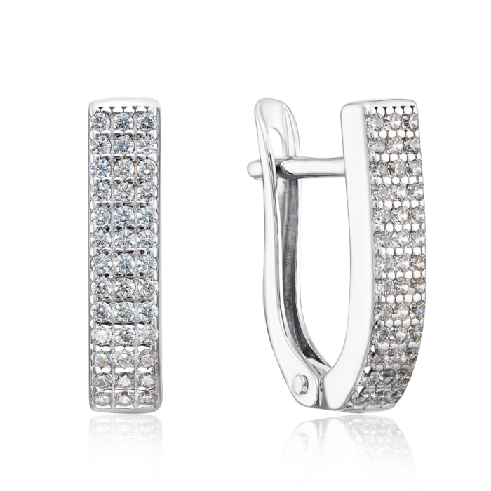 Серебряные серьги с фианитами. Артикул 40576/12/1/1