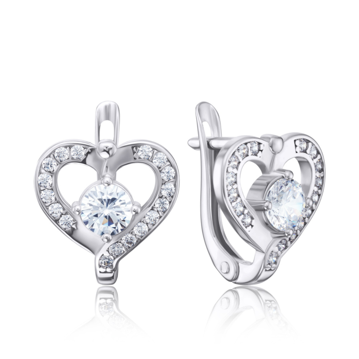 Серебряные серьги с фианитами. Артикул 40577/12/1/18
