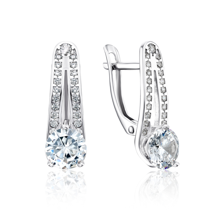 Срібні сережки з фіанітами. Артикул 40578/12/1/3173