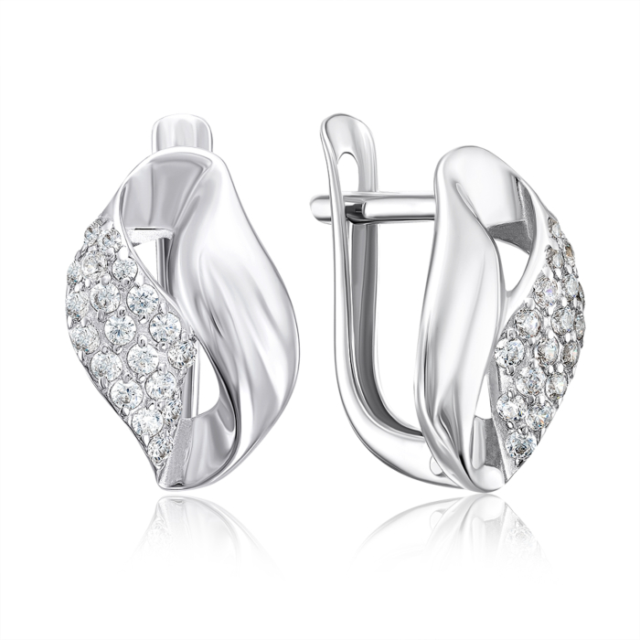 Срібні сережки з фіанітами. Артикул 40582/12/1/36