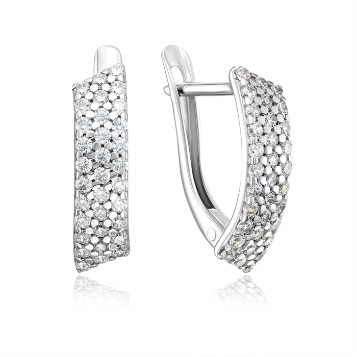 Серебряные серьги с фианитами. Артикул 40583/12/1/13