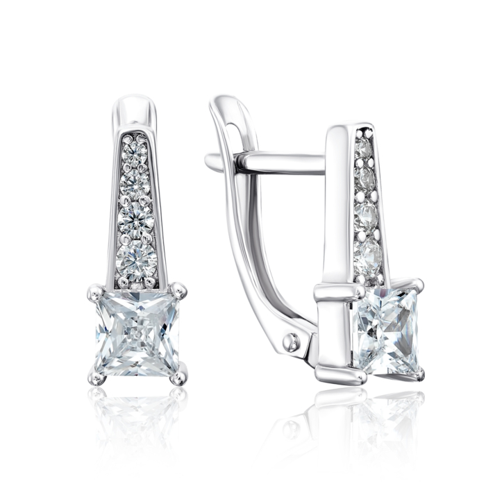 Серебряные серьги с фианитами. Артикул 40584/12/1/3179