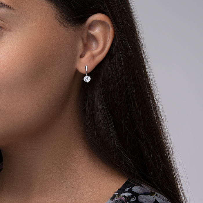 Серебряные серьги с фианитами. Артикул 40587/12/1/25