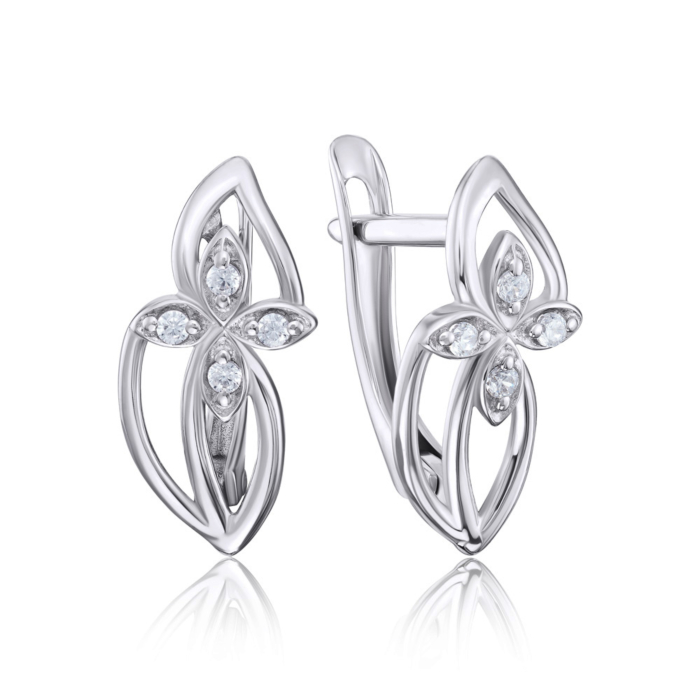 Срібні сережки з фіанітами. Артикул 40591/12/1/13