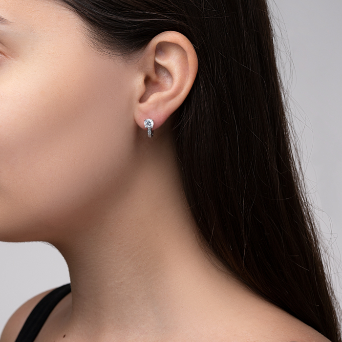 Срібні сережки з фіанітами. Артикул 40592/12/1/16