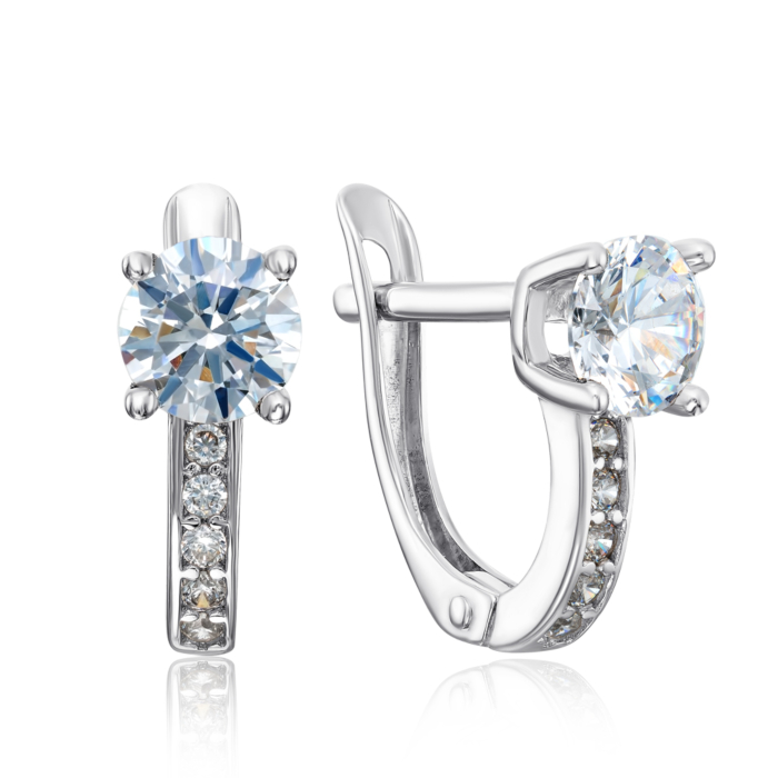 Срібні сережки з фіанітами. Артикул 40592/12/1/16