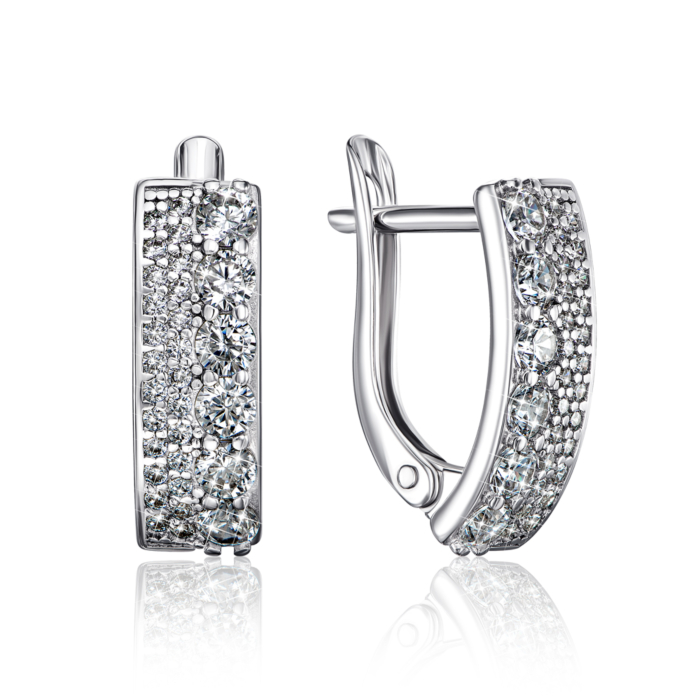 Серебряные серьги с фианитами. Артикул 40593/12/1/47