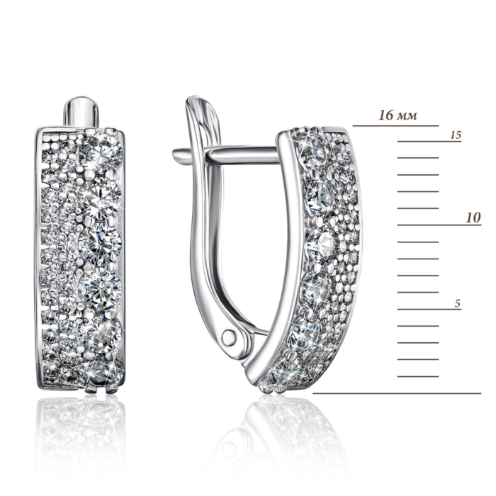 Серебряные серьги с фианитами. Артикул 40593/12/1/47