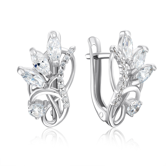 Срібні сережки з фіанітами. Артикул 40594/12/1/3171