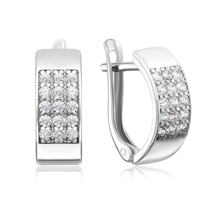 Серебряные серьги с фианитами. Артикул 40602/12/1/3