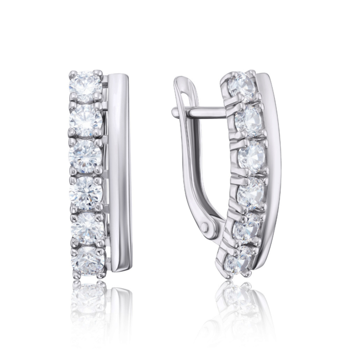 Серебряные серьги с фианитами. Артикул 40609/12/1/28