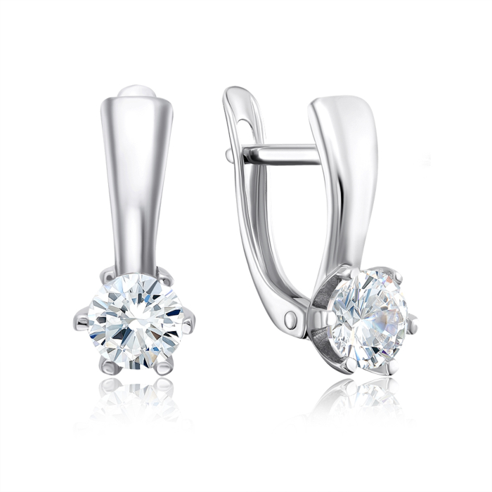 Серебряные серьги с фианитами. Артикул 40610/12/1/22