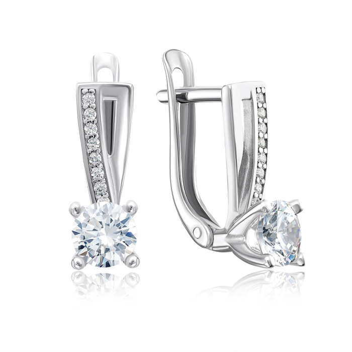 Серебряные серьги с фианитами. Артикул 40622/12/1/15