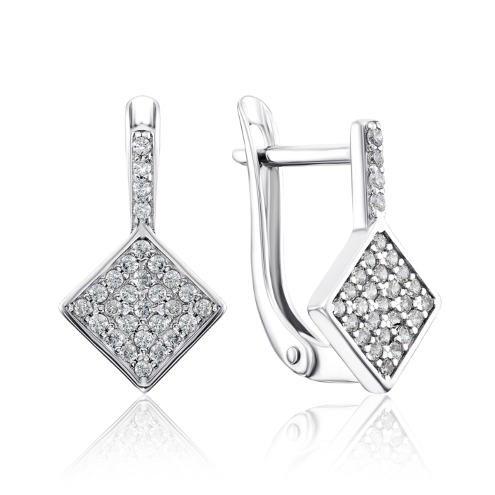 Серебряные серьги с фианитами. Артикул 40627/12/1/1