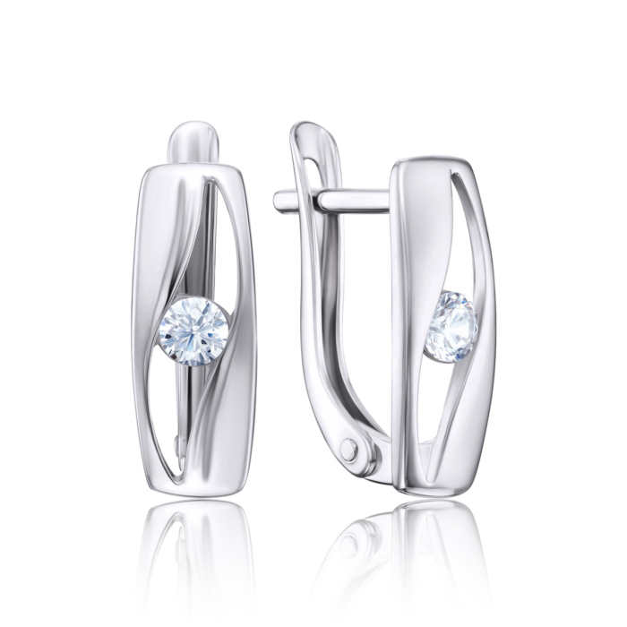 Серебряные серьги с фианитами. Артикул 40628/12/1/28