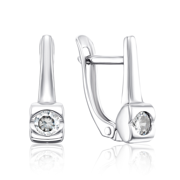 Срібні сережки з фіанітами. Артикул 40629/12/1/28
