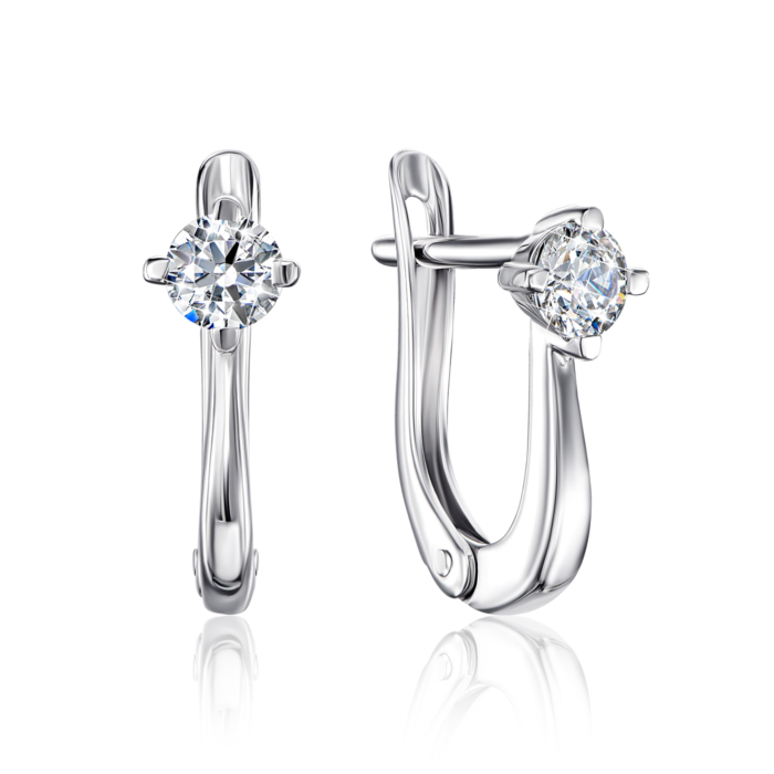 Срібні сережки з фіанітами. Артикул 40640/12/1/29