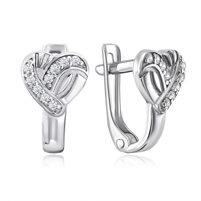 Срібні сережки з фіанітами. Артикул 40656/12/1/42