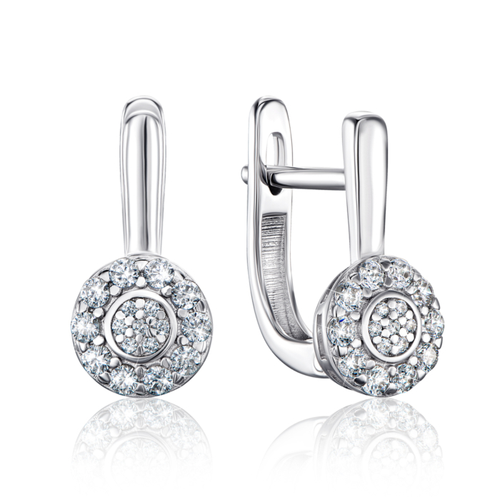 Серебряные серьги с фианитами. Артикул 40659/12/1/3386