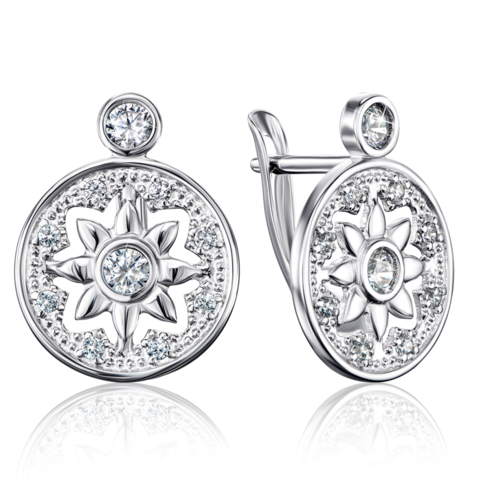 Срібні сережки з фіанітами. Артикул 40660/12/1/3264