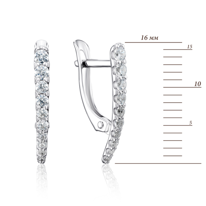 Срібні сережки з фіанітами. Артикул 40673/12/1/150