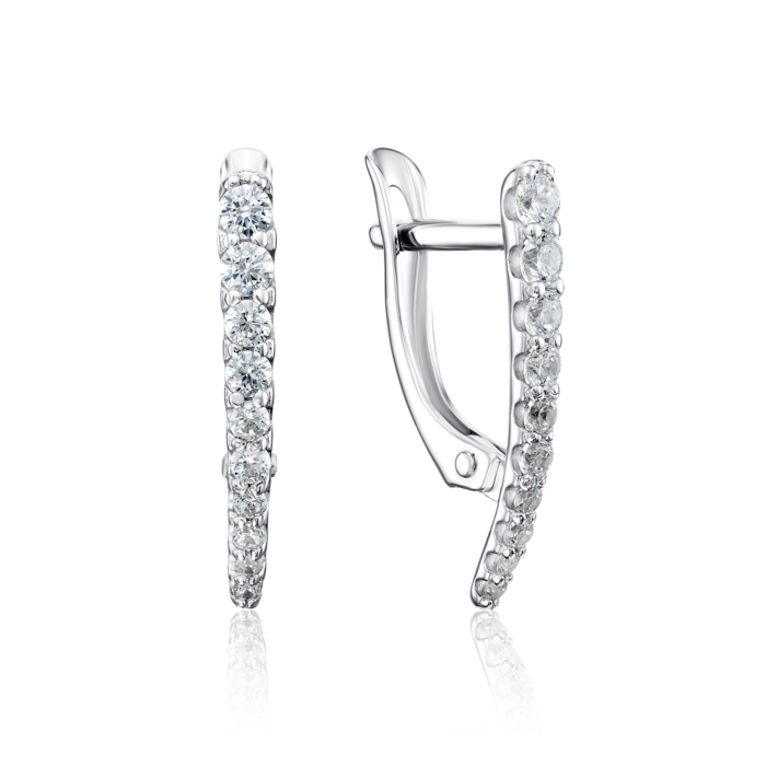 Срібні сережки з фіанітами. Артикул 40673/12/1/150