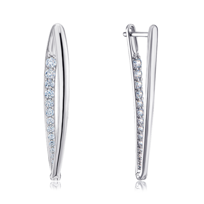 Серебряные серьги с фианитами. Артикул 40674/12/1/200