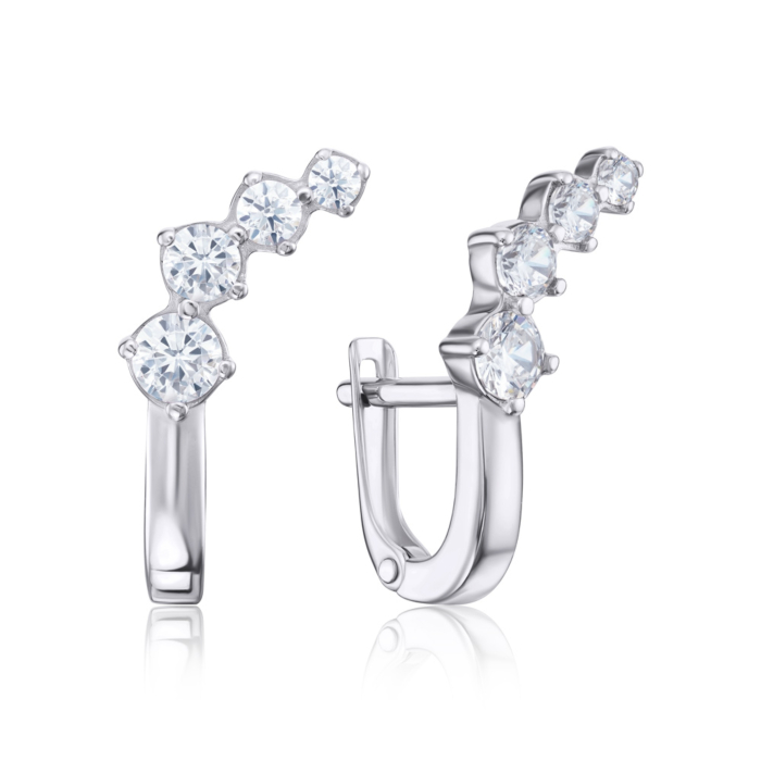 Серебряные серьги с фианитами. Артикул 40677/12/1/3383