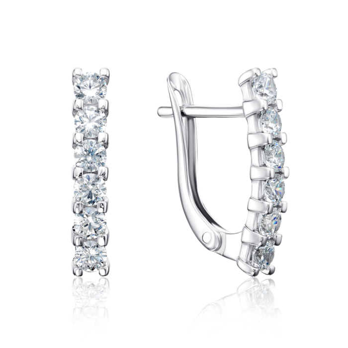 Серебряные серьги с фианитами. Артикул 40681/12/1/171